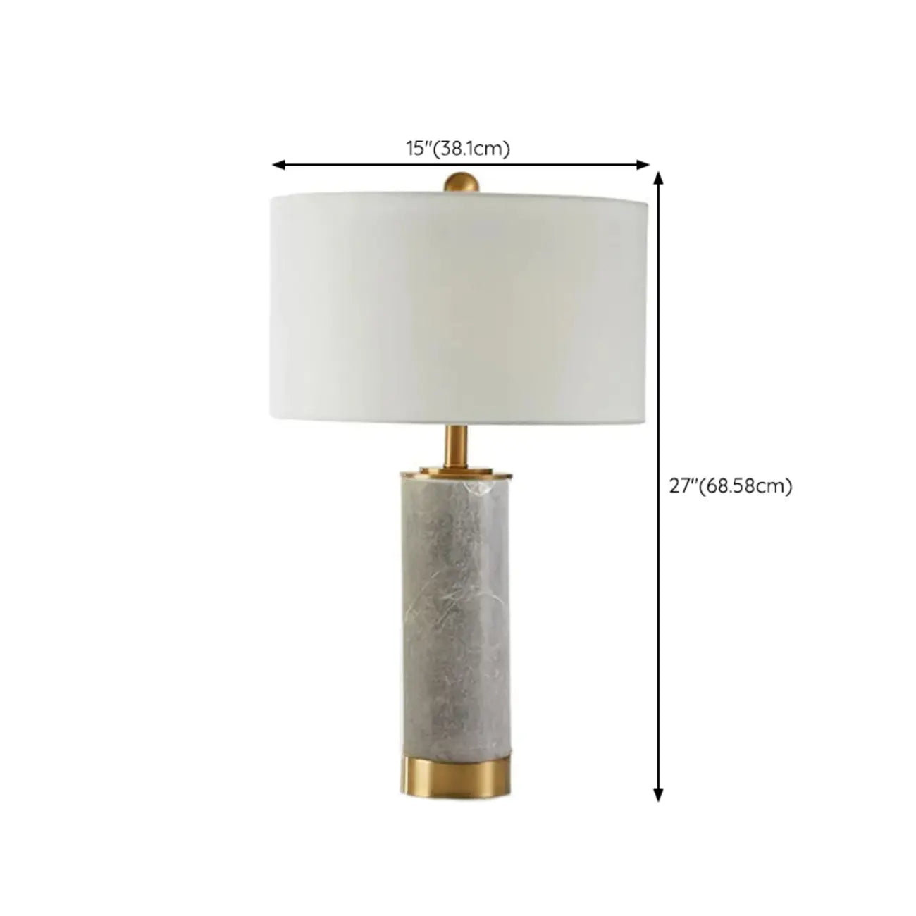 Lampe de table cylindrique moderne en pierre avec abat-jour en tissu