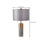 Lampe de table cylindrique moderne en pierre avec abat-jour en tissu