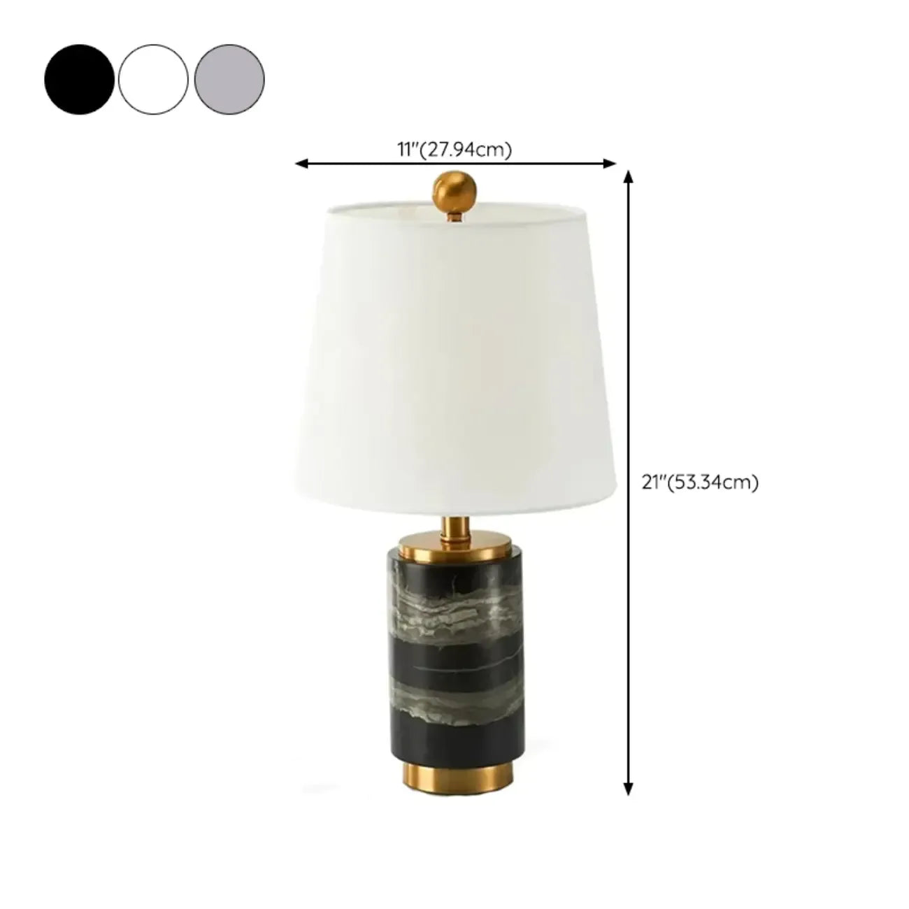 Lampe de table cylindrique moderne en pierre avec abat-jour en tissu