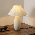 Lampe de table élégante en céramique avec abat-jour en tissu