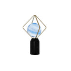 Lampe de table LED élégante à brancher, en pierre et verre, avec globe.