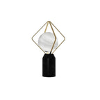 Lampe de table LED élégante à brancher, en pierre et verre, avec globe.
