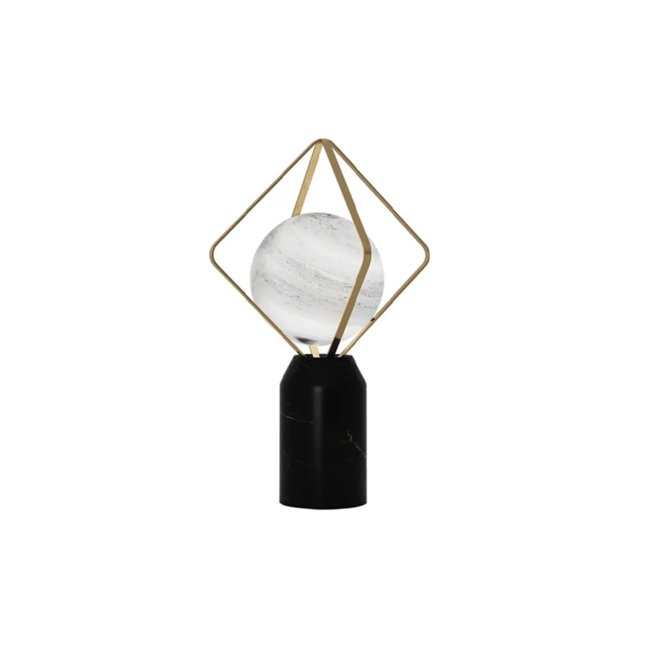 Lampe de table LED élégante à brancher, en pierre et verre, avec globe.