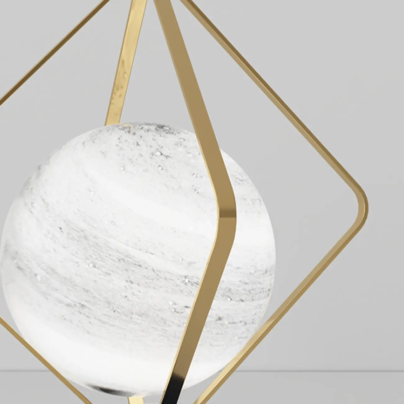 Lampe de table LED élégante à brancher, en pierre et verre, avec globe.