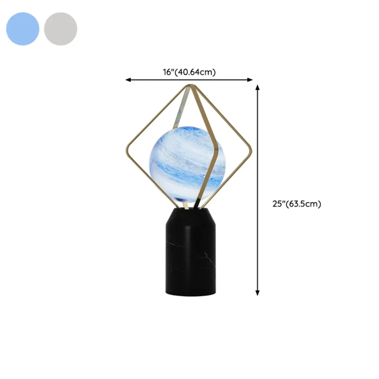 Lampe de table LED élégante à brancher, en pierre et verre, avec globe.