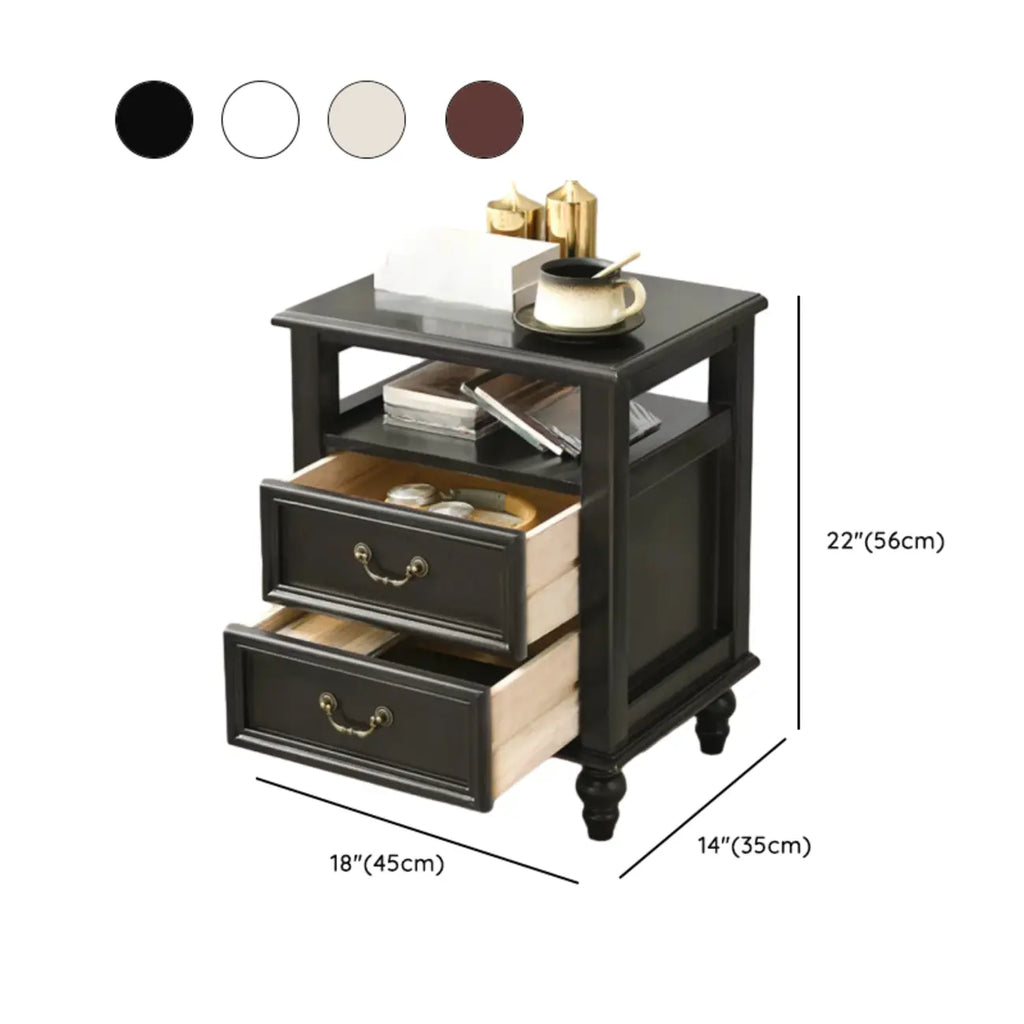 Petite table de chevet française à 3 niveaux avec poignées en bronze