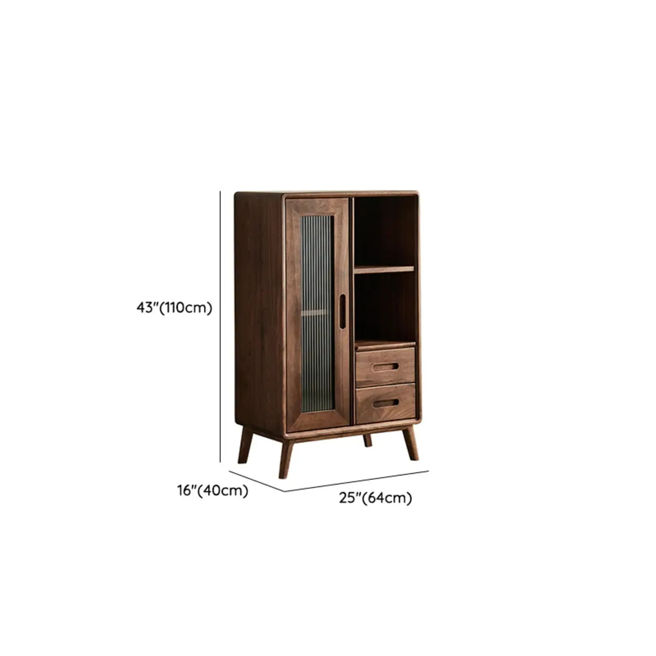 Élégante vitrine en bois avec tiroirs et porte vitrée