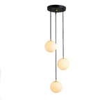 Lampada a Sospensione Moderna Regolabile con Globo in Pietra e Corda