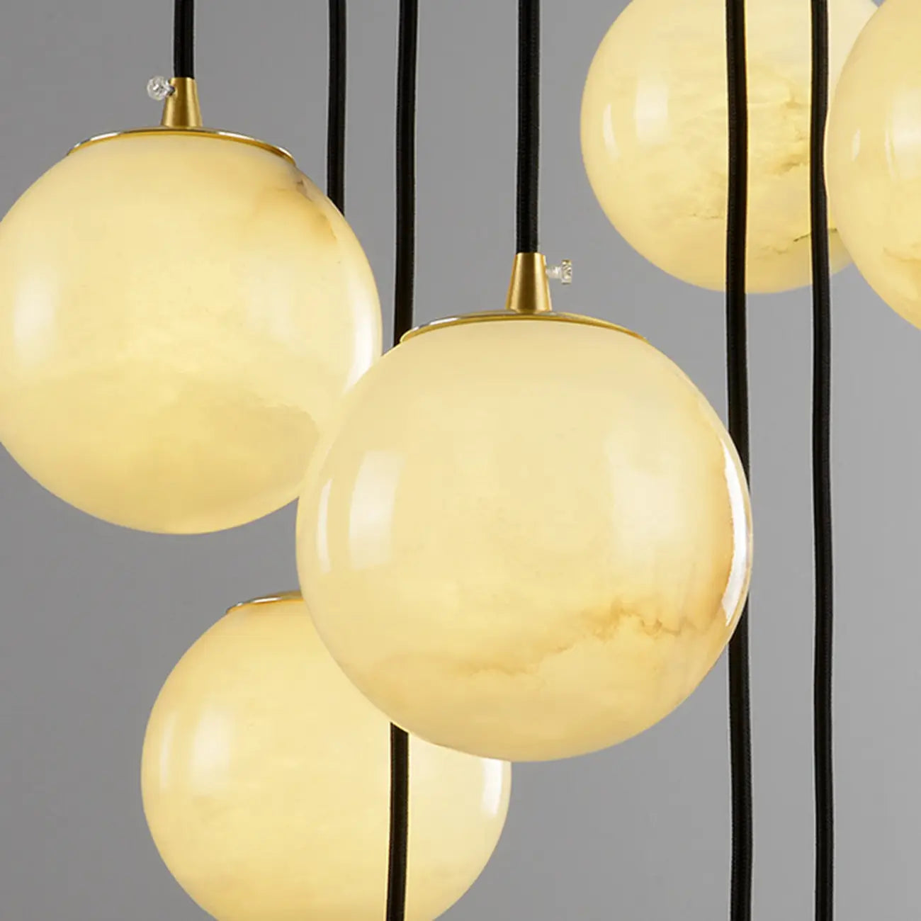 Lampada a Sospensione Moderna Regolabile con Globo in Pietra e Corda