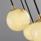 Lampada a Sospensione Moderna Regolabile con Globo in Pietra e Corda