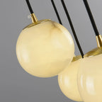 Lampada a Sospensione Moderna Regolabile con Globo in Pietra e Corda