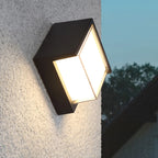 Applique murale extérieure moderne carrée en métal noir à LED