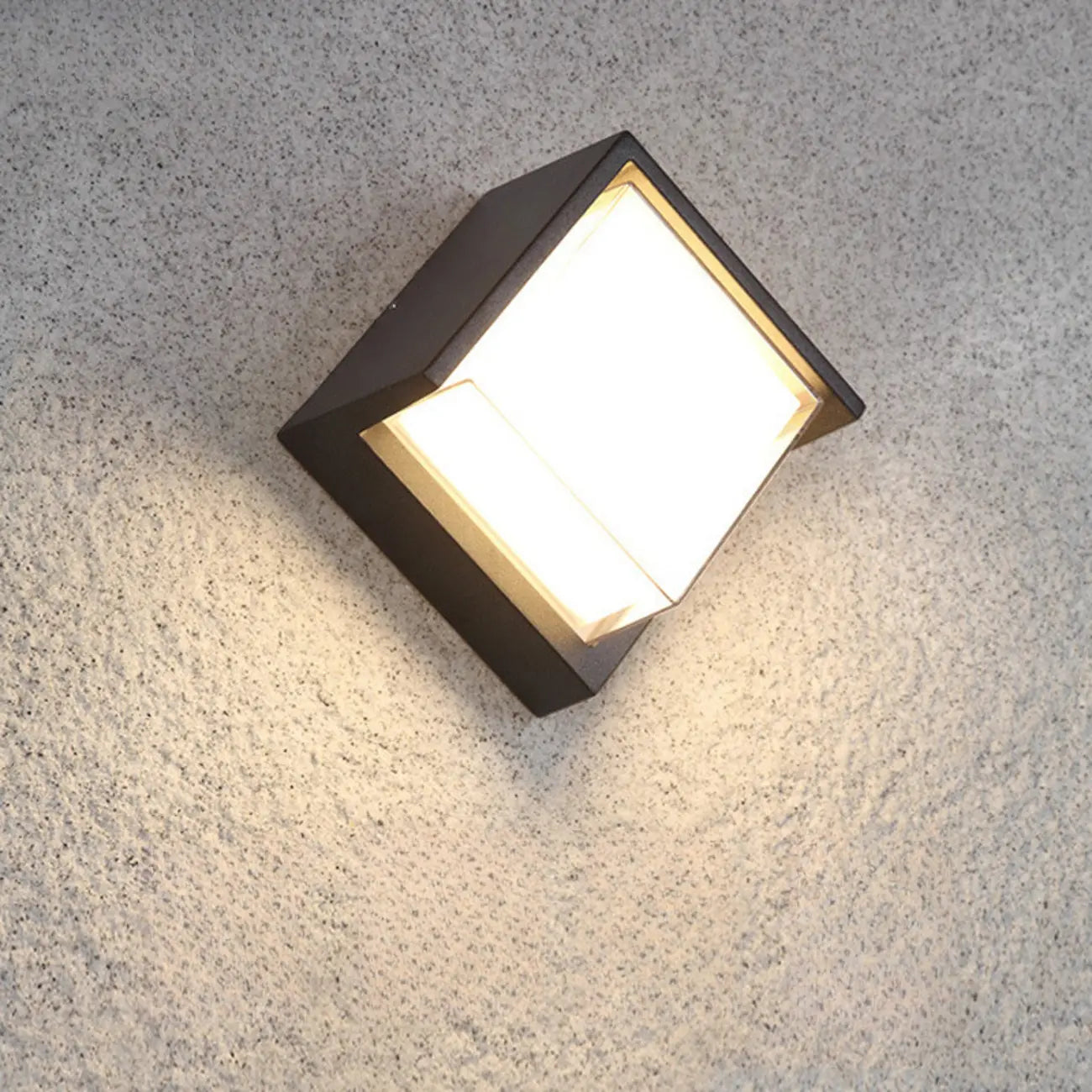Applique murale extérieure moderne carrée en métal noir à LED