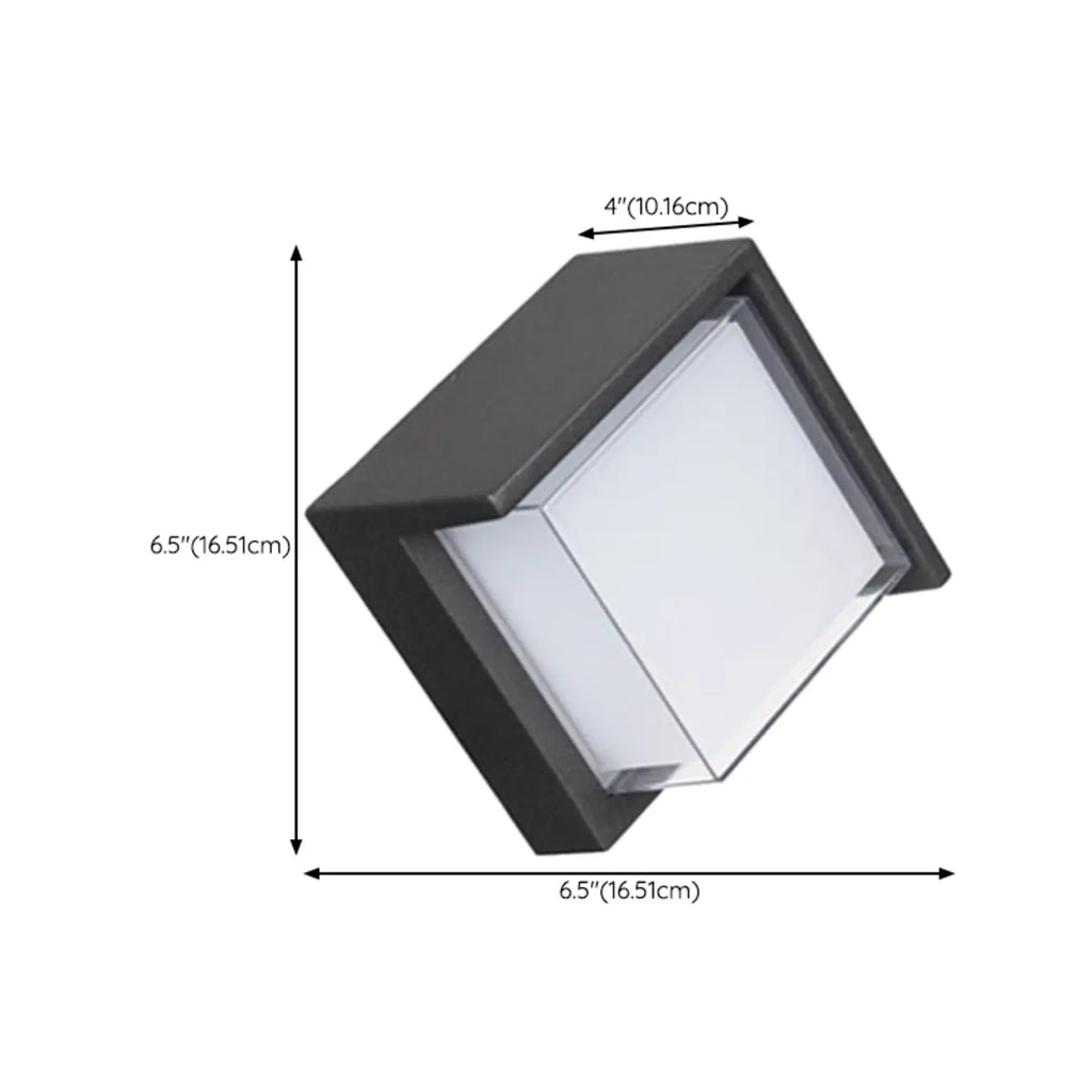Applique murale extérieure moderne carrée en métal noir à LED