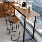 Table de bar rectangulaire moderne avec plateau en bois brun et piètement en métal