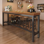 Table de bar industrielle en bois brun avec repose-pieds pour pub à domicile