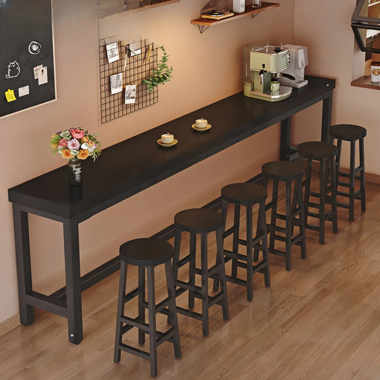 Table de bar industrielle en bois brun avec repose-pieds pour pub à domicile