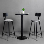 Table de bar ronde en pierre gris industriel, hauteur 2 places