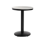 Table de bar ronde en pierre gris industriel, hauteur 2 places