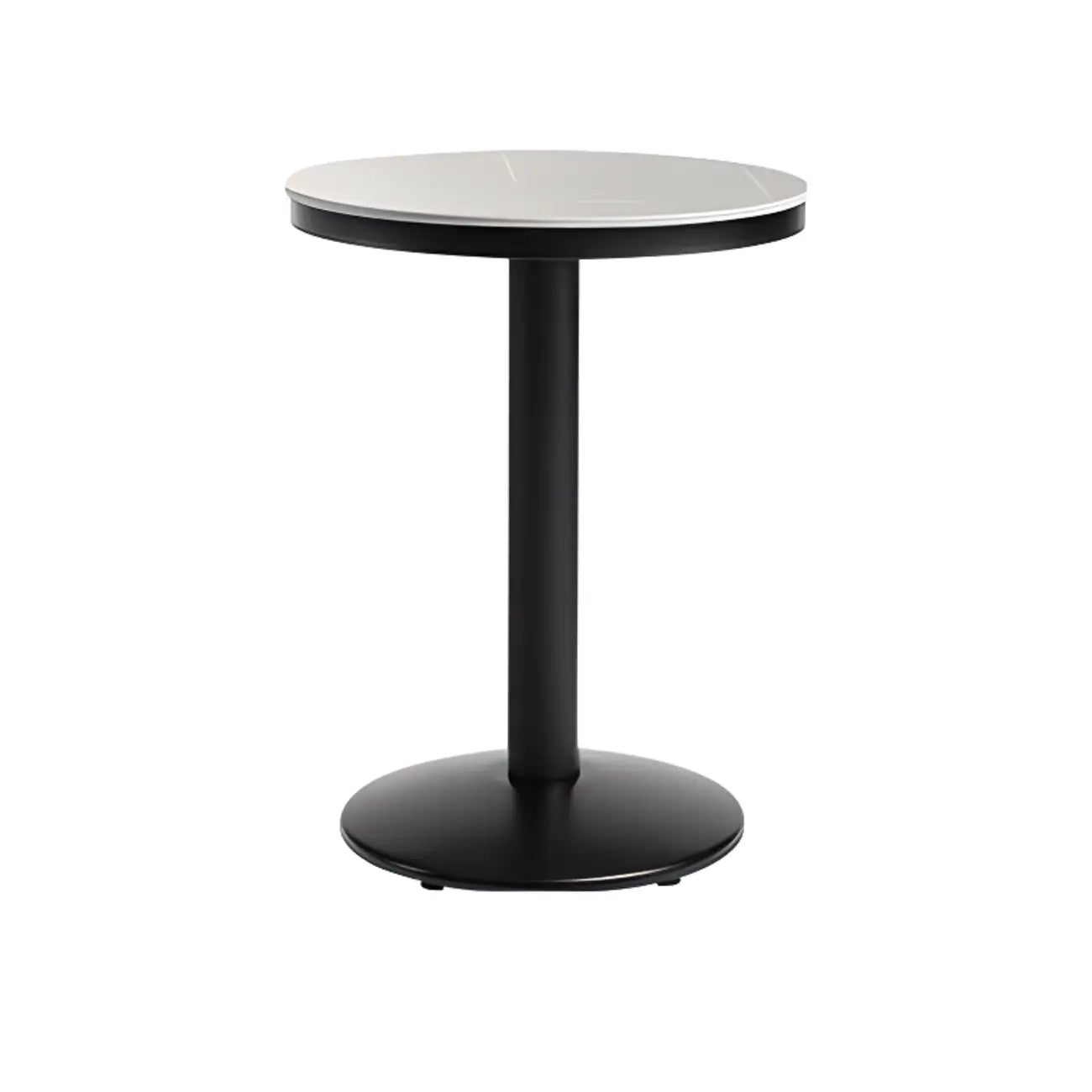 Table de bar ronde en pierre gris industriel, hauteur 2 places
