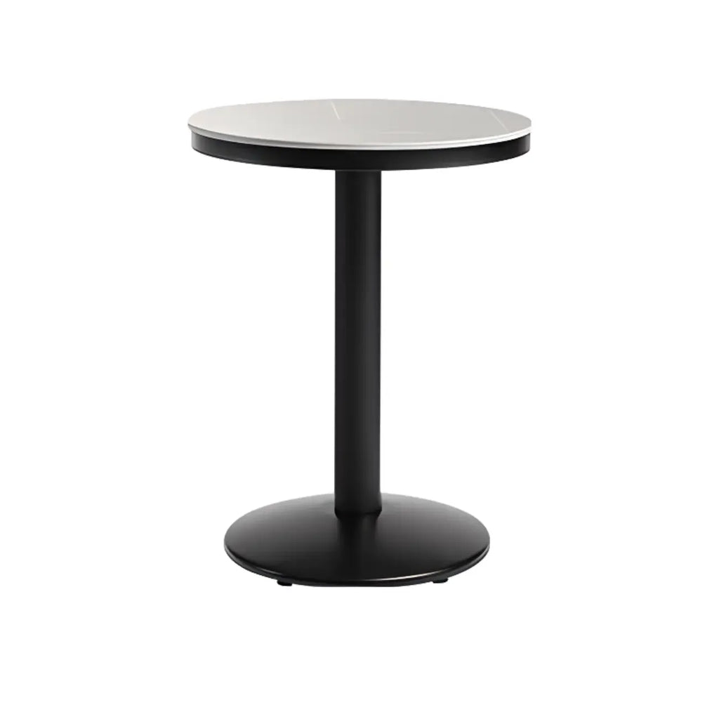 Table de bar ronde en pierre gris industriel, hauteur 2 places