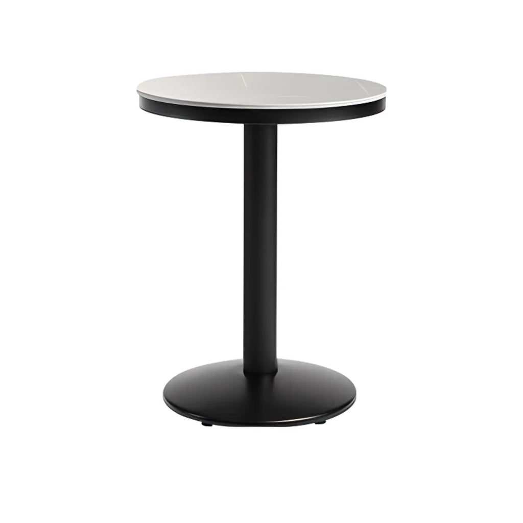 Table de bar ronde en pierre gris industriel, hauteur 2 places