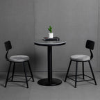 Table de bar ronde en pierre gris industriel, hauteur 2 places