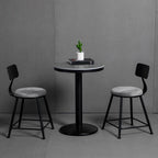 Table de bar ronde en pierre gris industriel, hauteur 2 places