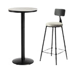Table de bar ronde en pierre gris industriel, hauteur 2 places