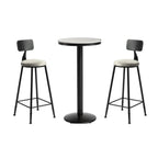 Table de bar ronde en pierre gris industriel, hauteur 2 places