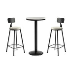 Table de bar ronde en pierre gris industriel, hauteur 2 places