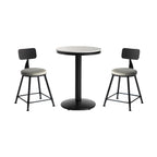 Table de bar ronde en pierre gris industriel, hauteur 2 places