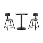 Table de bar ronde en pierre gris industriel, hauteur 2 places