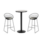 Table de bar ronde en pierre gris industriel, hauteur 2 places