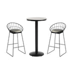 Table de bar ronde en pierre gris industriel, hauteur 2 places