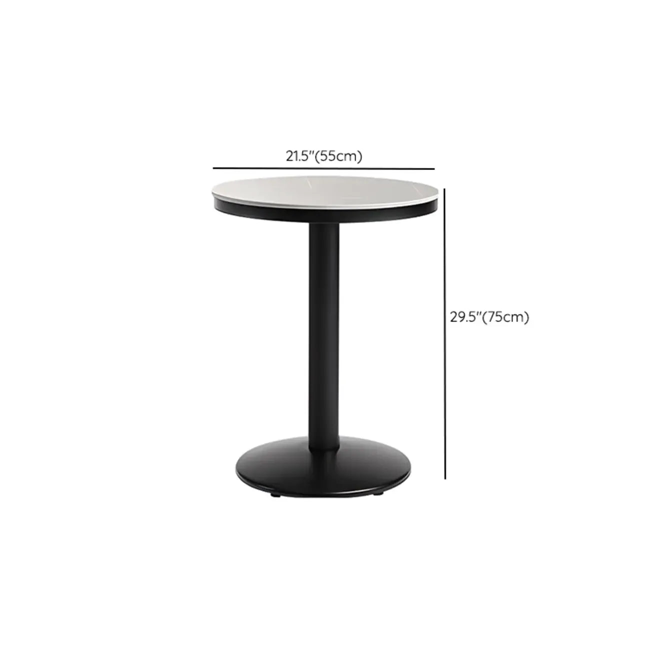 Table de bar ronde en pierre gris industriel, hauteur 2 places