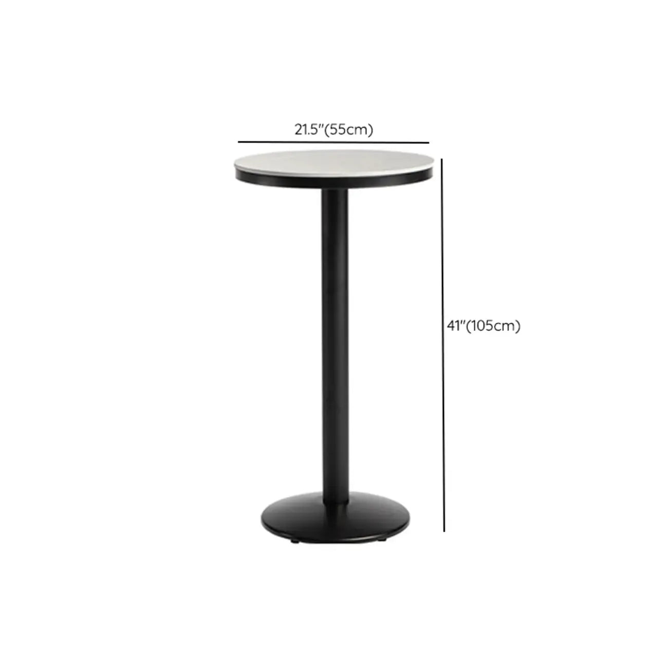 Table de bar ronde en pierre gris industriel, hauteur 2 places