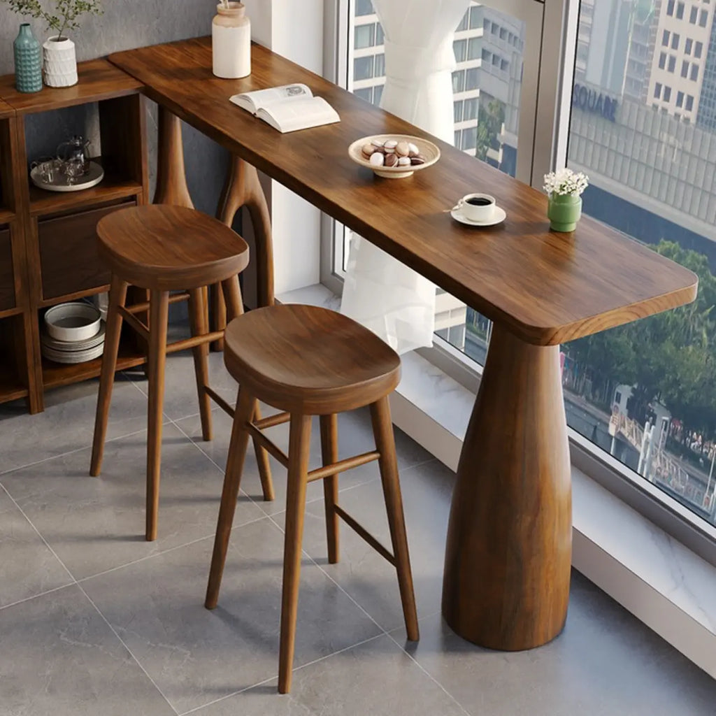 Tavolo da Bar Alto in Legno Marrone Stile Art Déco per Soggiorno