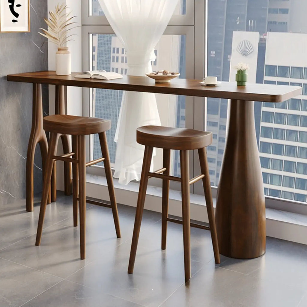 Tavolo da Bar Alto in Legno Marrone Stile Art Déco per Soggiorno