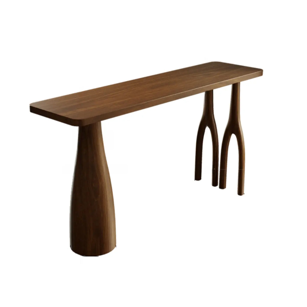 Tavolo da Bar Alto in Legno Marrone Stile Art Déco per Soggiorno
