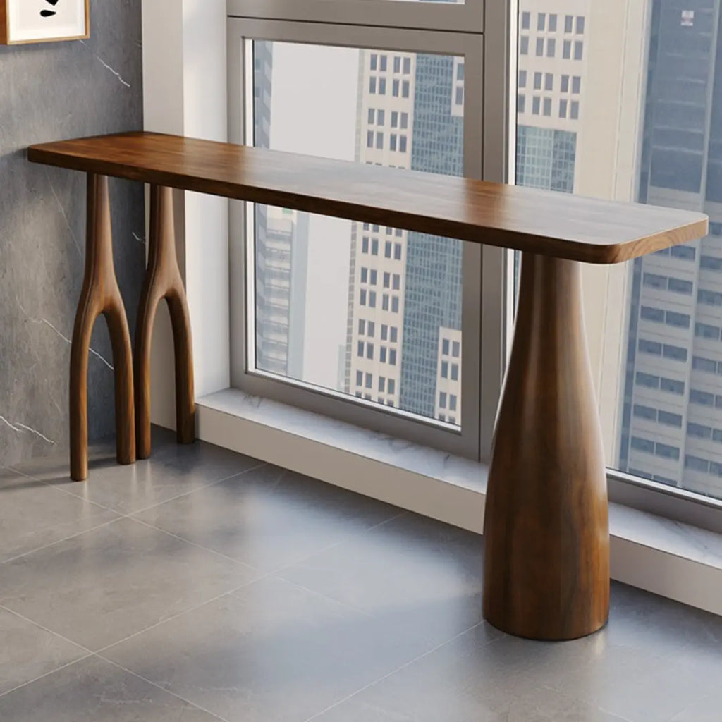 Tavolo da Bar Alto in Legno Marrone Stile Art Déco per Soggiorno