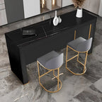 Table de bar moderne avec plateau en pierre noire pour cuisine