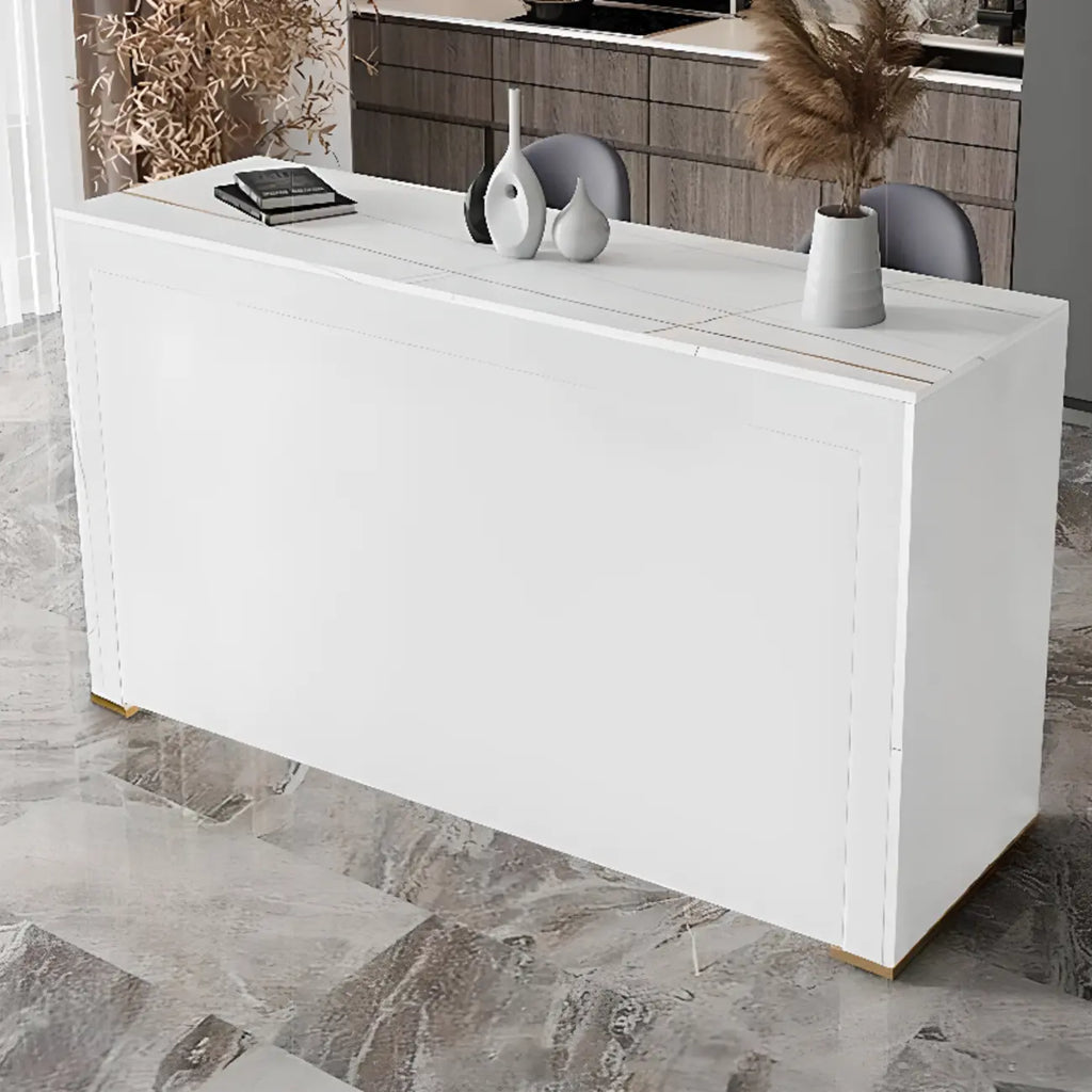 Table de bar moderne avec plateau en pierre noire pour cuisine