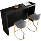 Table de bar moderne avec plateau en pierre noire pour cuisine