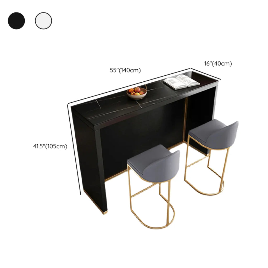 Table de bar moderne avec plateau en pierre noire pour cuisine