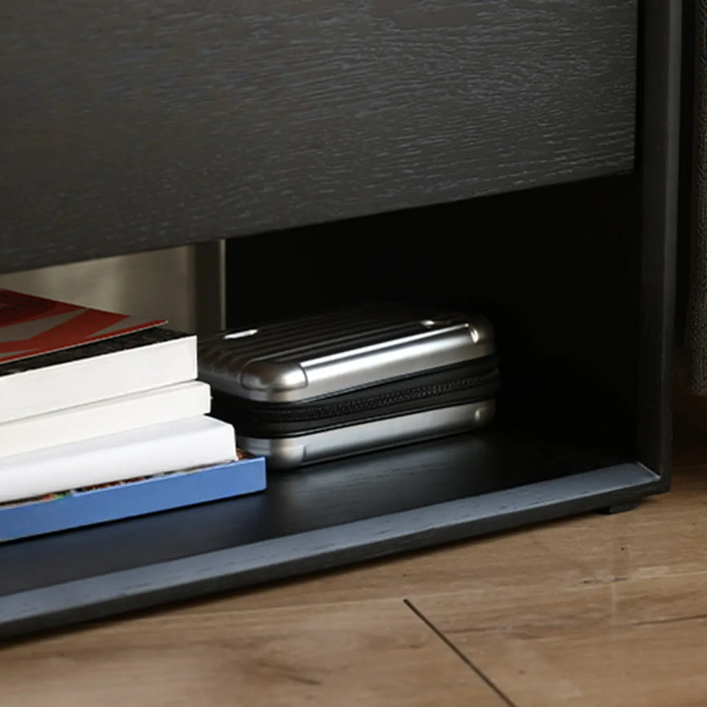 Table de chevet moderne noire avec tiroir de rangement