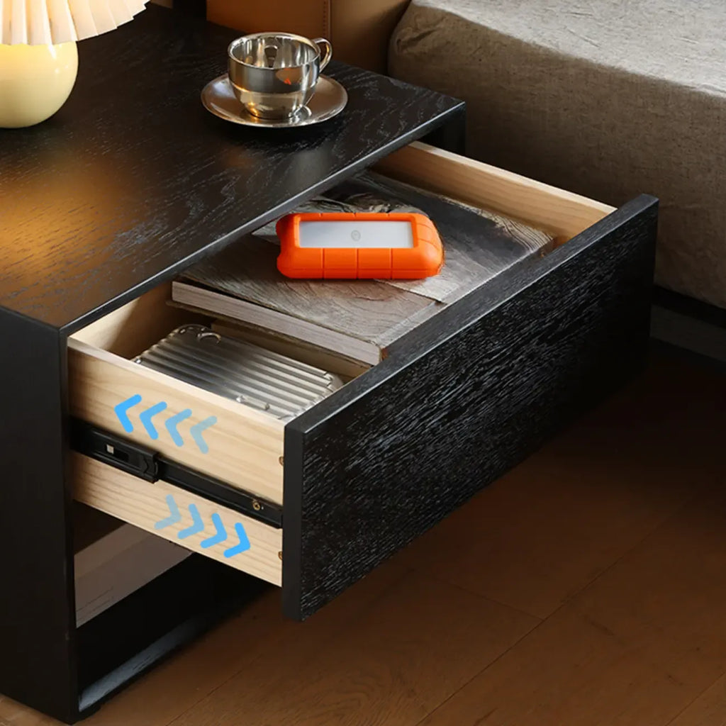 Table de chevet moderne noire avec tiroir de rangement