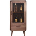 Vitrine autoportante en bois brun avec porte vitrée