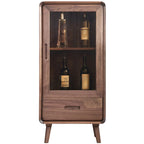 Vitrine autoportante en bois brun avec porte vitrée