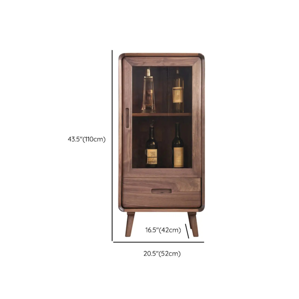 Vitrine autoportante en bois brun avec porte vitrée